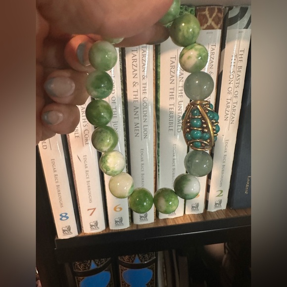 RARE PERSIAN JADE + FLUORITE + TURQUOISE NATURAL BRACELET size 7” - Picture 8 of 11